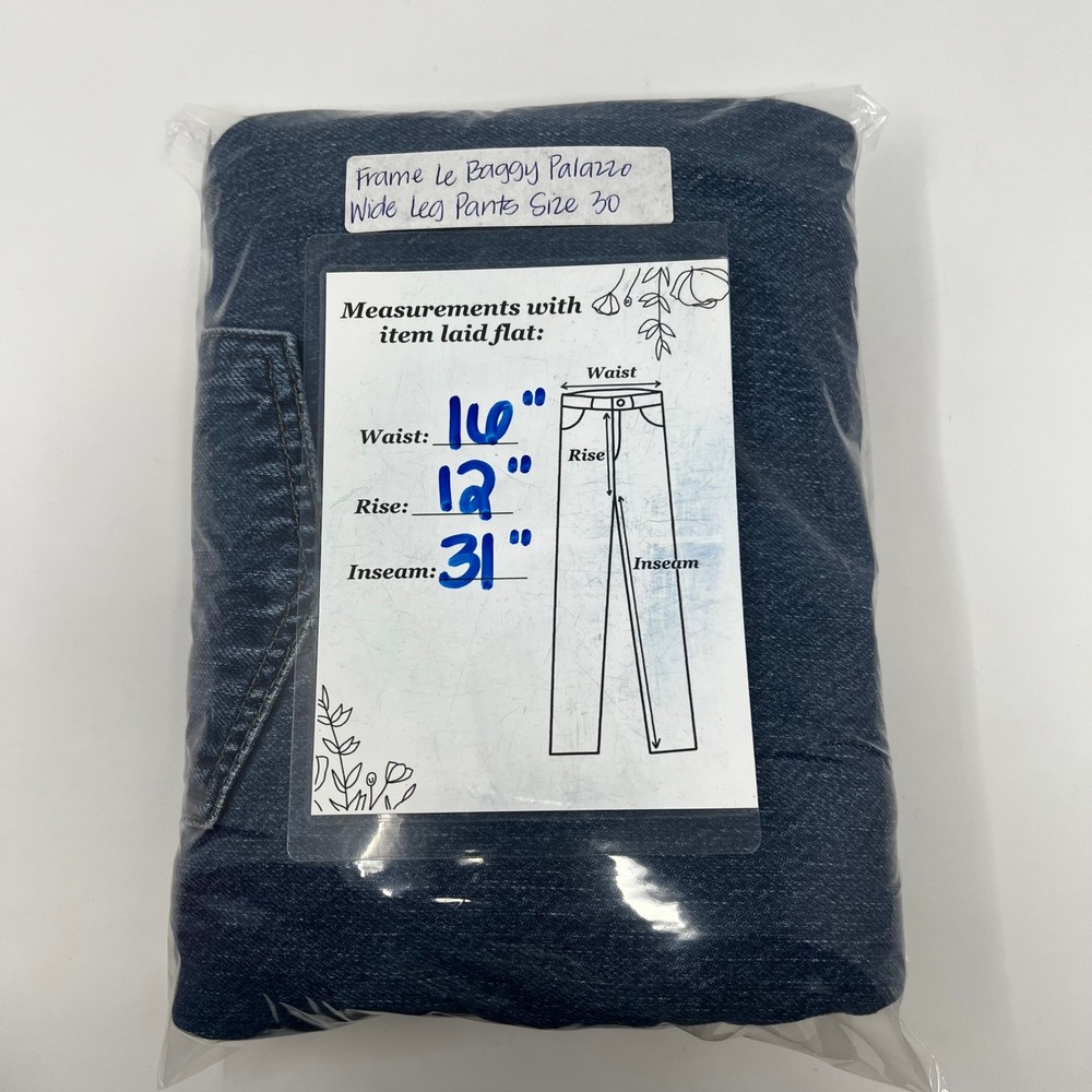 Frame Le Baggy Palazzo Wide Leg Jeans Ocean Drive Blue Women's Size 30 - Picture 8 of 11
